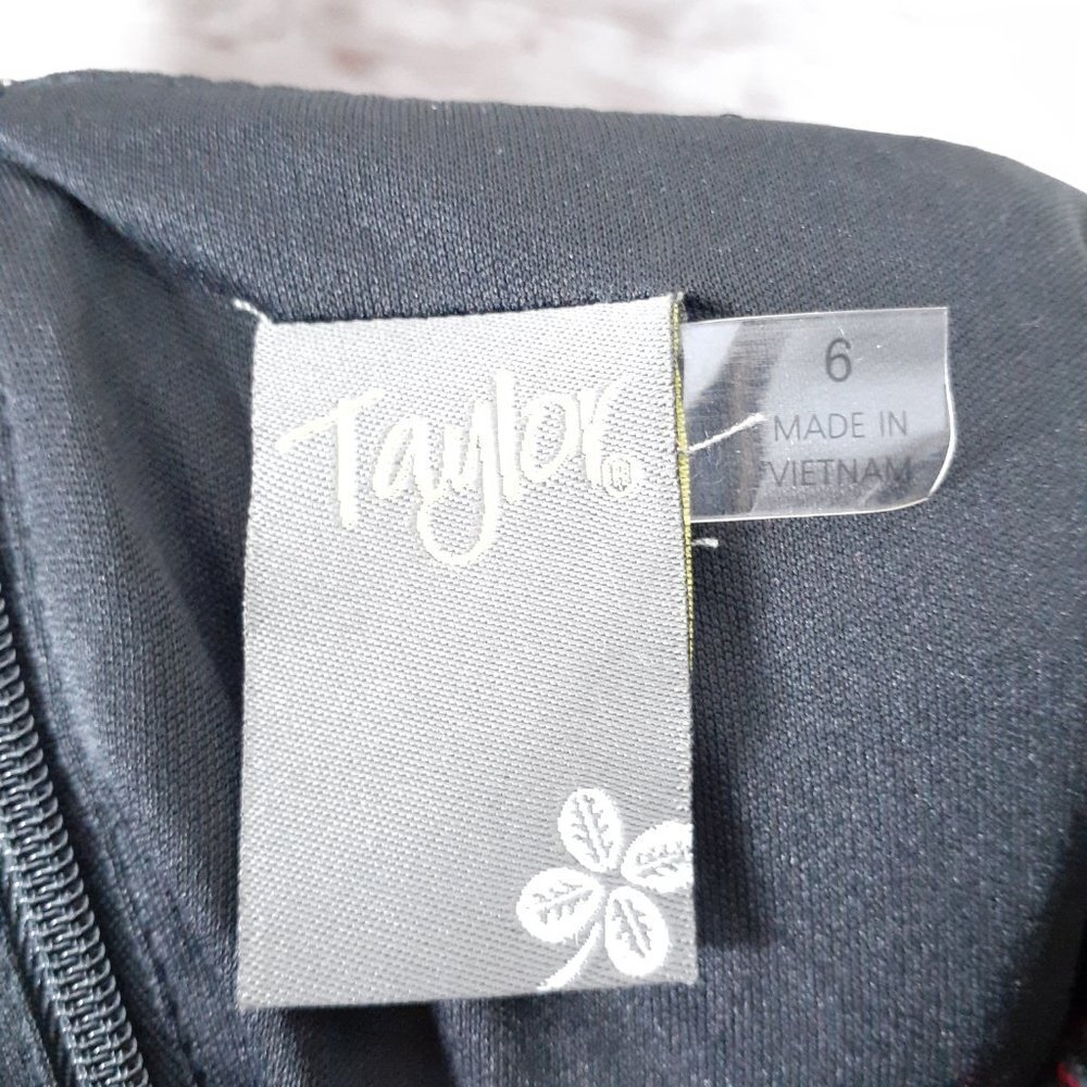 Taylor Sleeveless Dress Sz 6 Black Pink Floral N - Picture 4 of 6